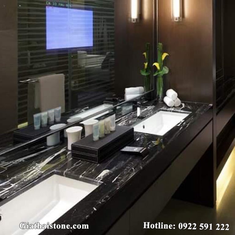 Đá lavabo marble đen ngân hà - Kho Đá Gia Thái