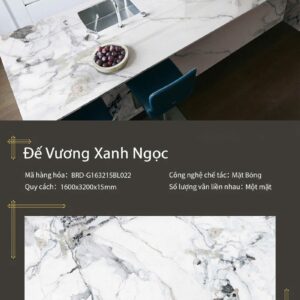 Đá nung kết Đế Vương Xanh Ngọc BRD-G163215BL022 nền trắng vân xanh ngọc – Kho Đá Gia Thái