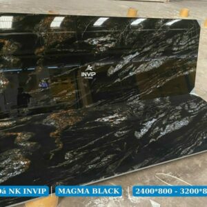 Đá nung kết Magma Black nền đen vân đồng vàng magma – Kho Đá Gia Thái