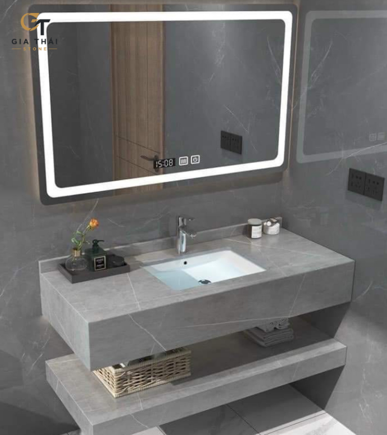 Bàn đá lavabo âm bàn đẹp, gọn và những điều cần biết trước khi thi công
