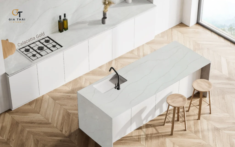Đá Lavabo trắng vân mây đẹp