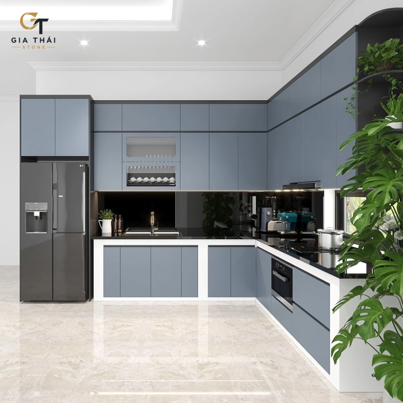 Đá ốp bếp chữ L đẹp